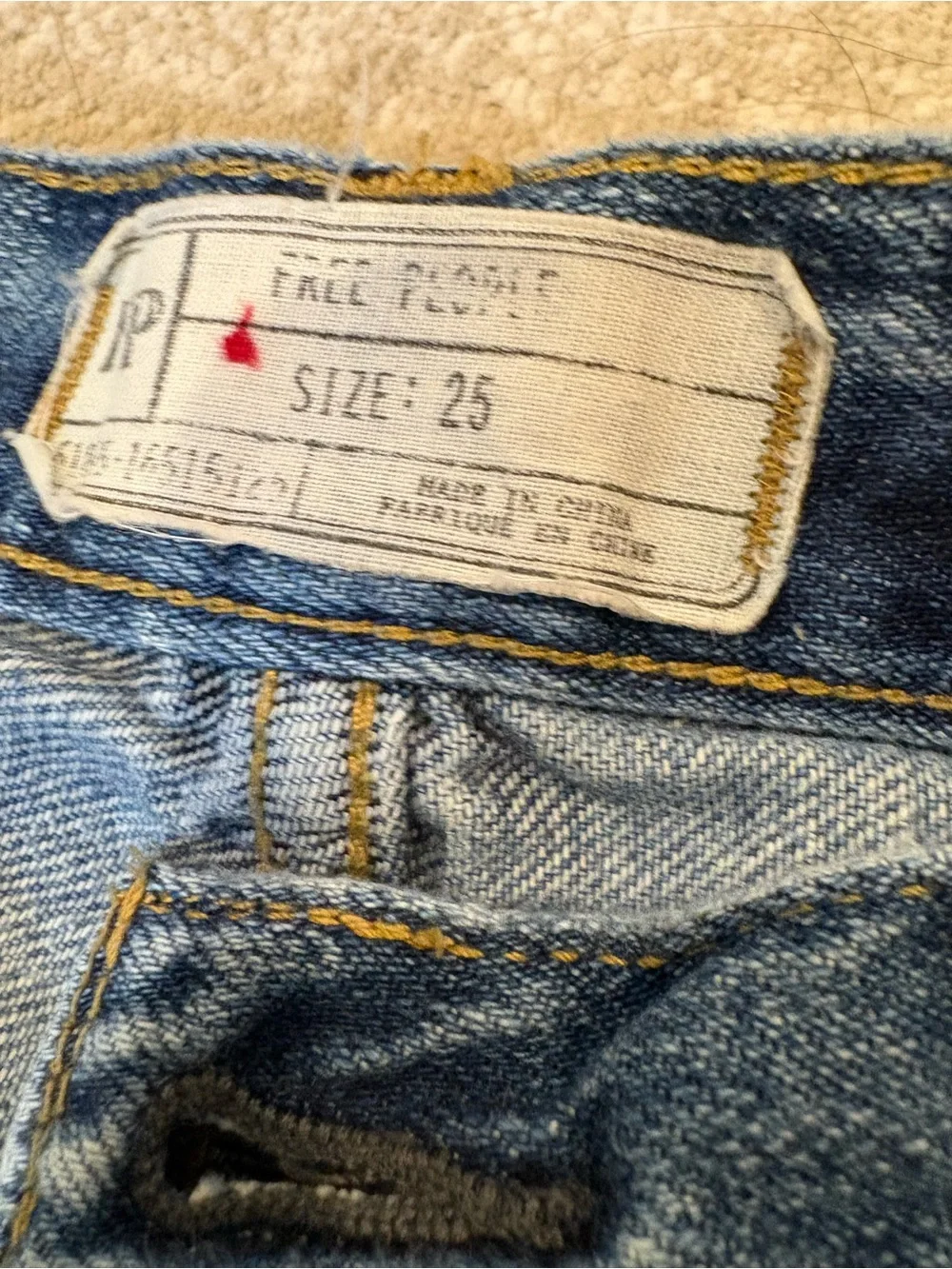Free People Blue Patchwork Jeans